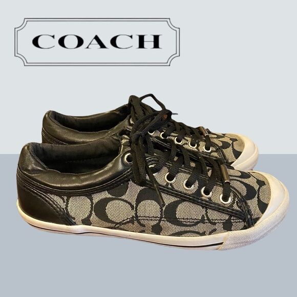 Coach "Francesca" Black Signature C Sneakers 6 - Picture 2 of 5